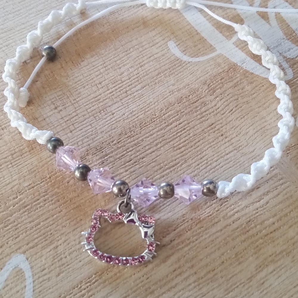 Pink Crystal Hello Kitty Charm Bracelet
